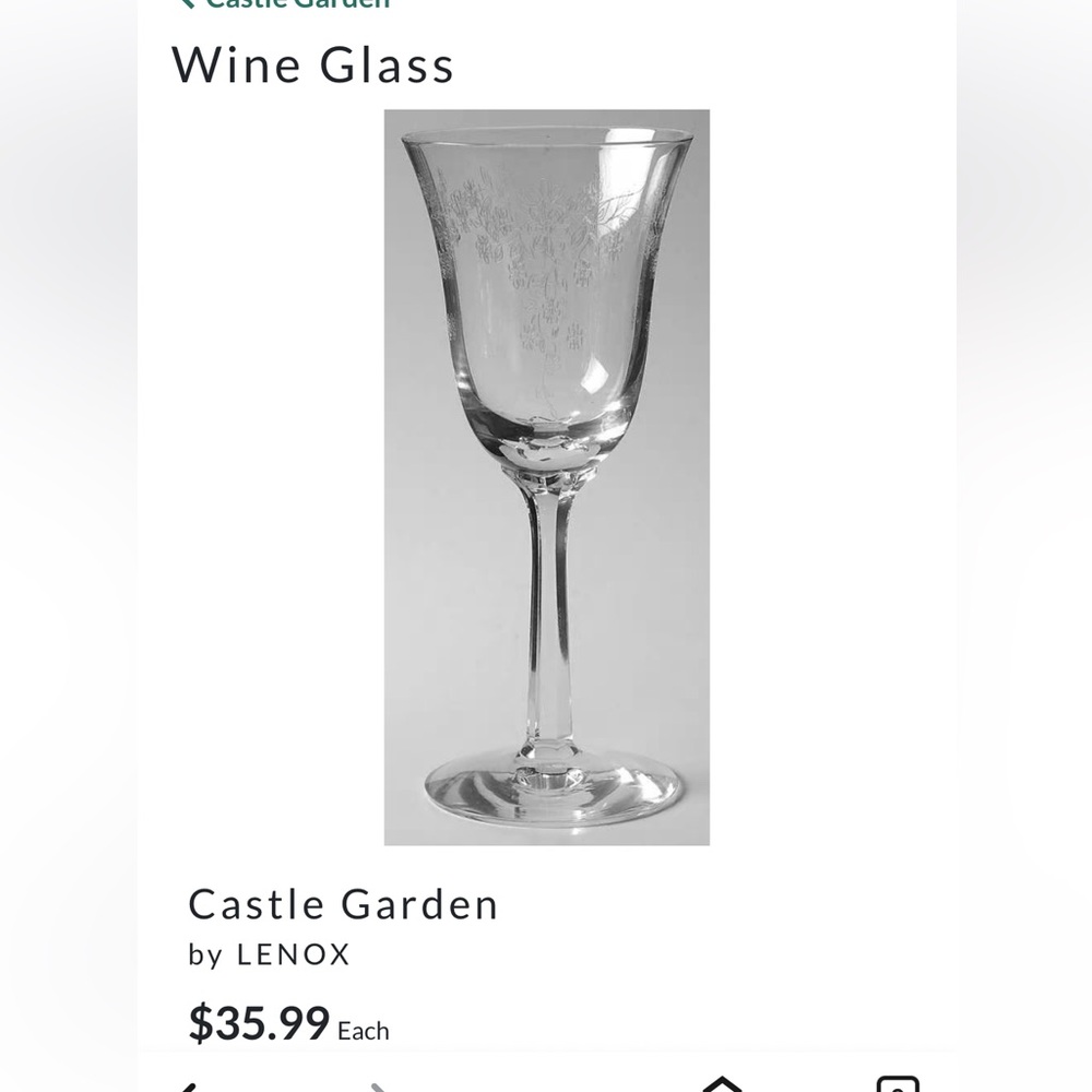 Lenox Castle Garden Floral Etched Wine Glasses